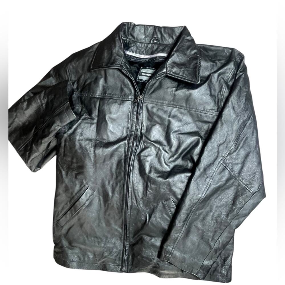 Vtg 90s Leather Removeable Furry Liner Biker Edgy Goth Moto Coat Mens Size S